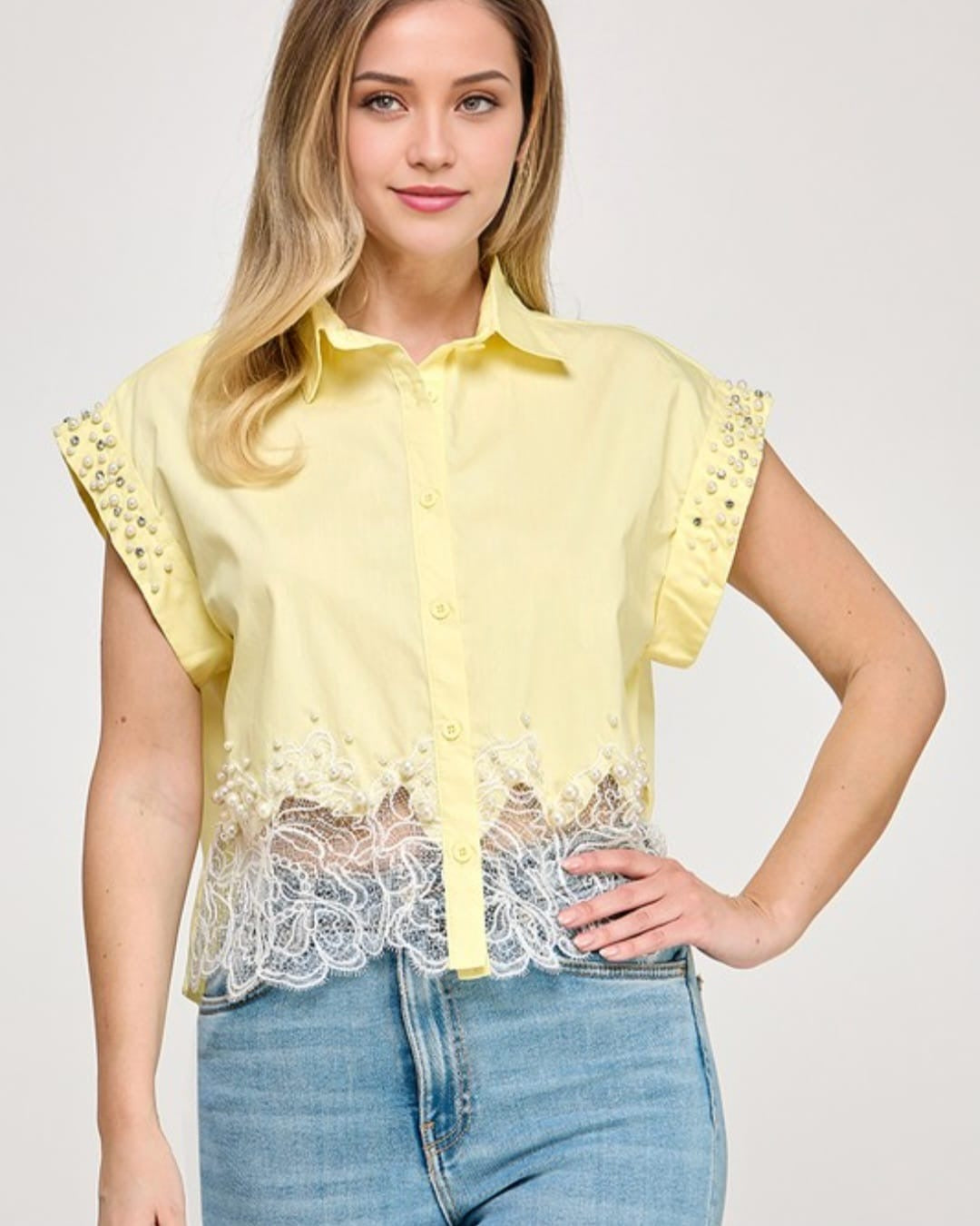 Lace Pearls Top