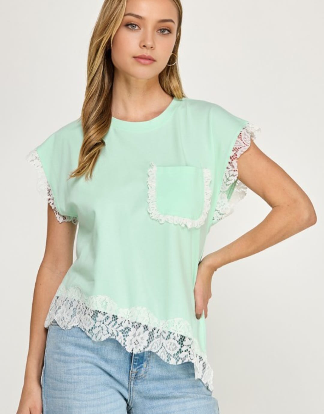 Mint Lace Top