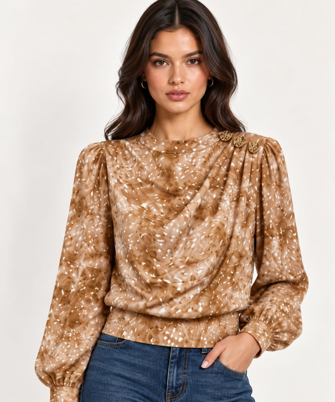 Champagne Draped Blouse