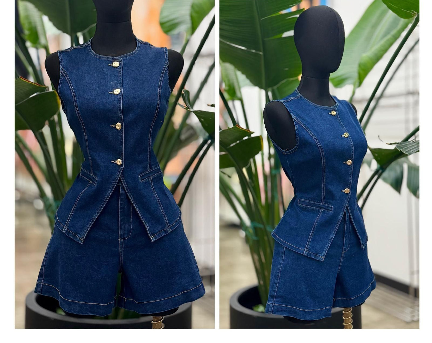 Denim Short Set