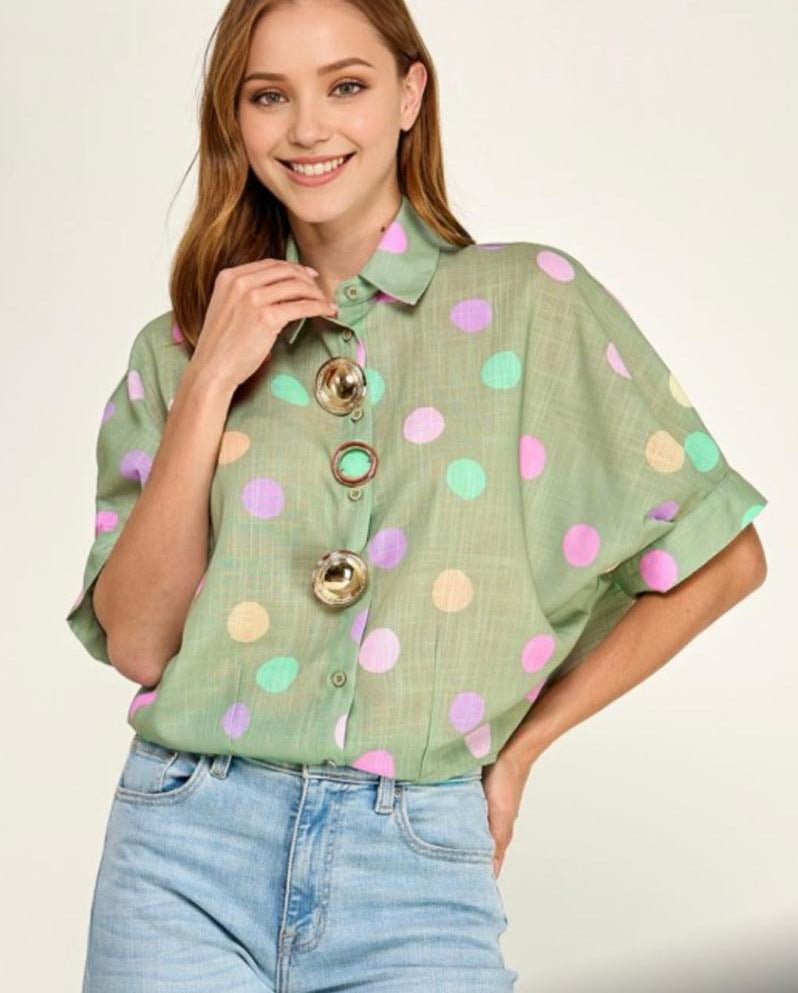 Polka Dots Green Top