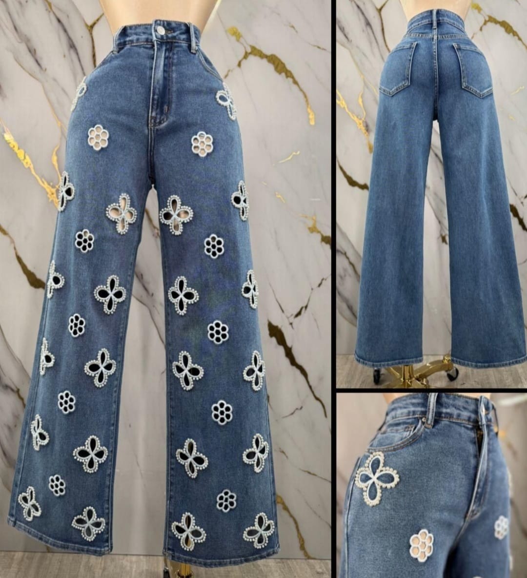 Flower Pearls Jeans