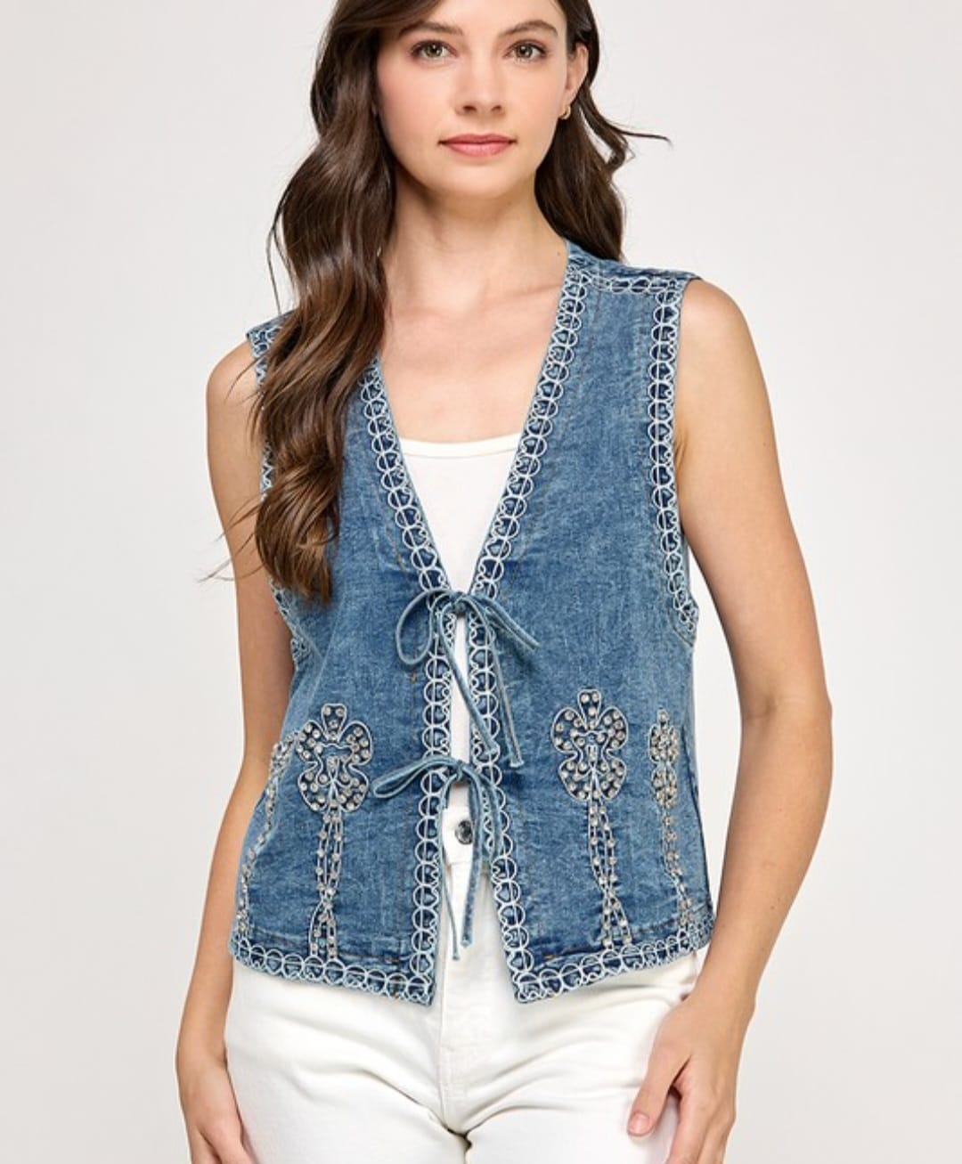 Denim Rhinestone Vest