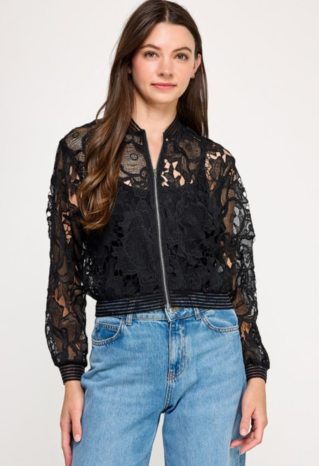 Lace Zipper Jacket