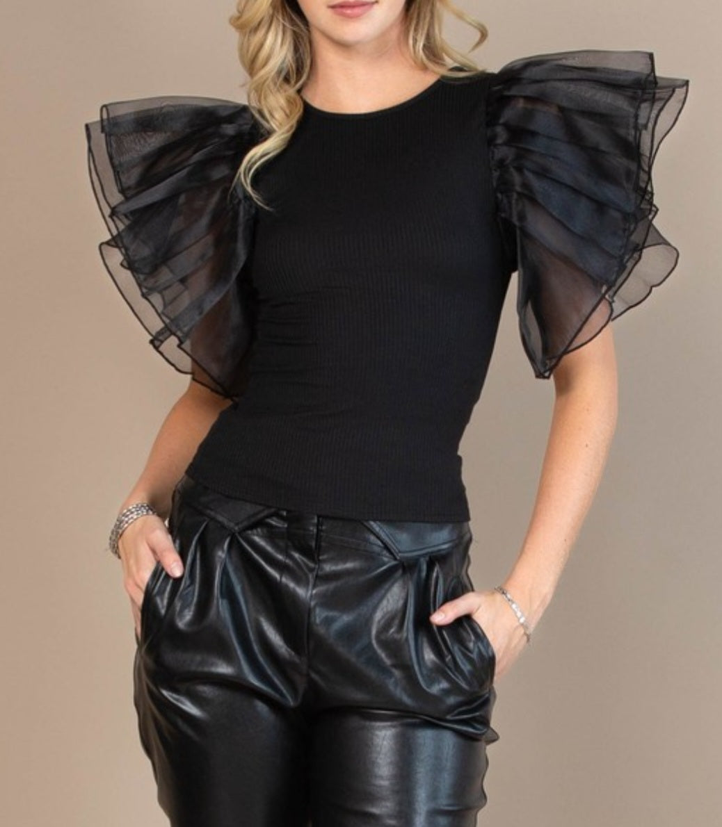 Organza Black Top