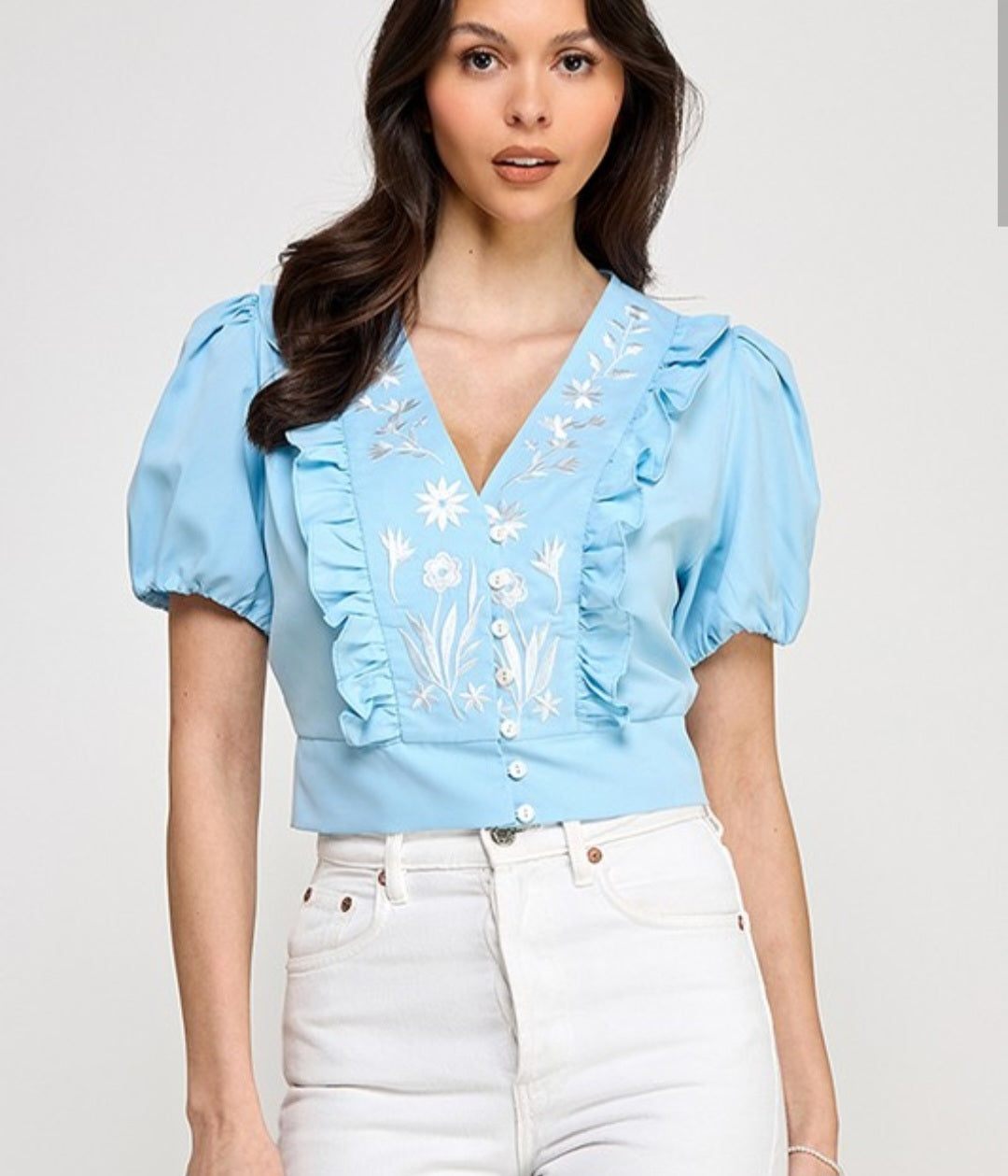 Embroidery Blue Top