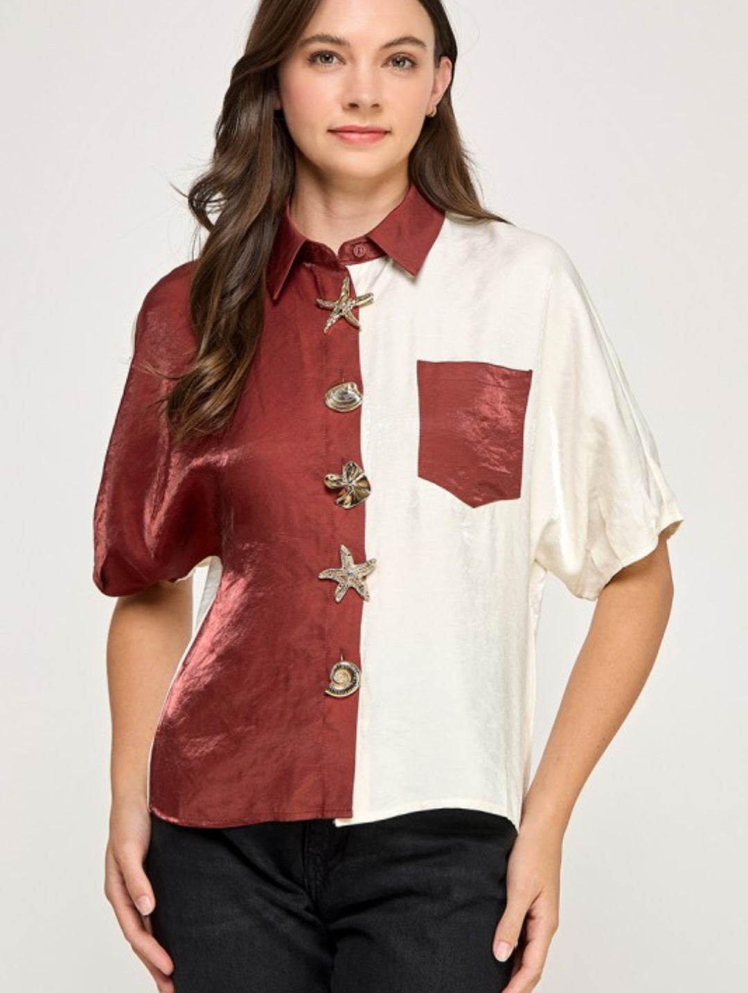 Colorblock Burgundy Top