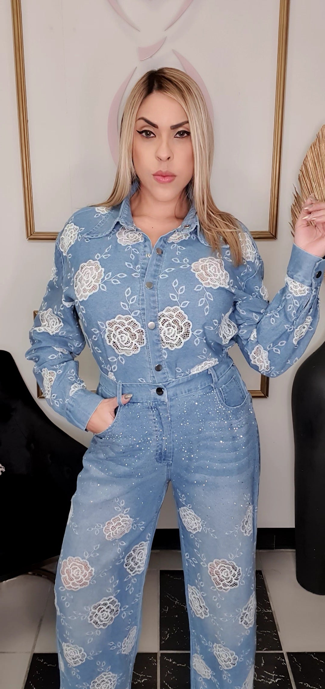 Embroidery Denim Set