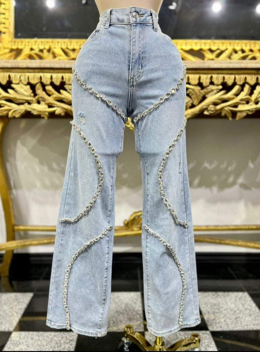 Rhinestone Denim Jean