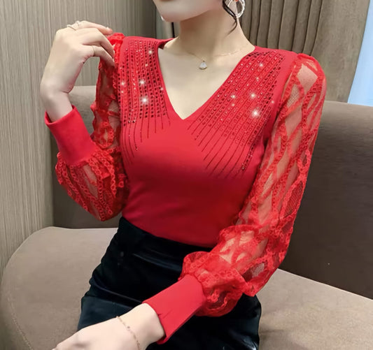 Red Lace Top