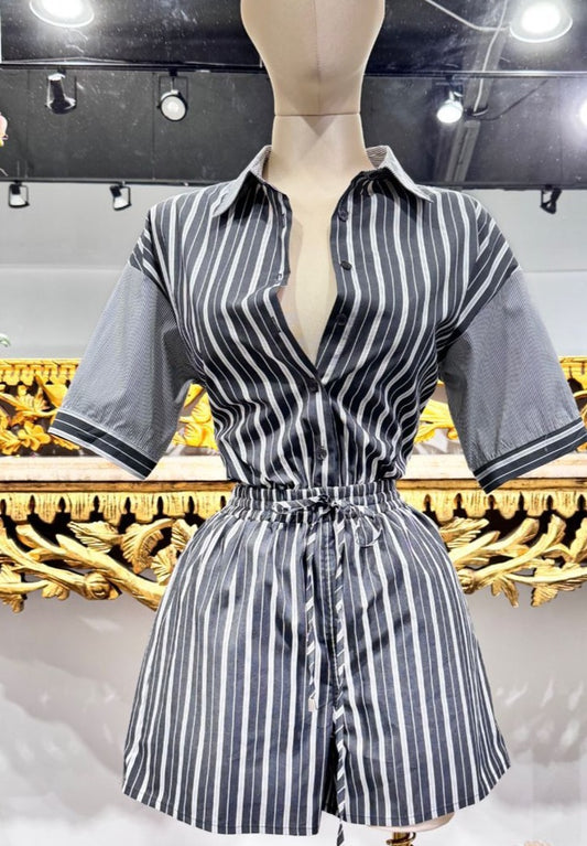 B&W Stripes Romper