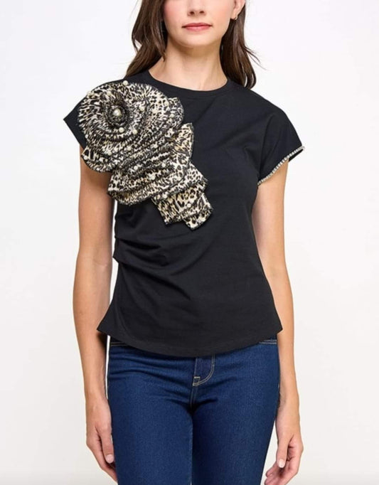 Animal Print Flower Top