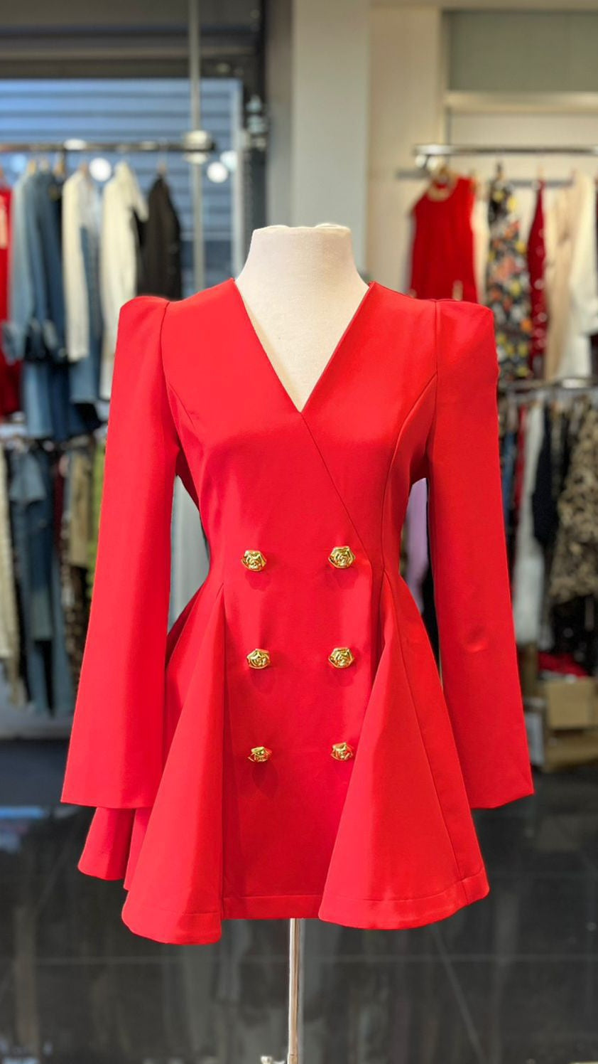 Buttons Red Dress