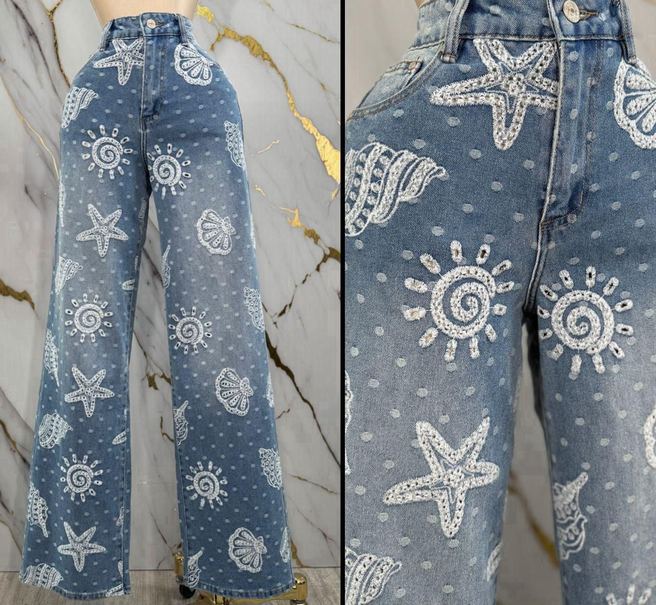 Embroidery Stars Denim