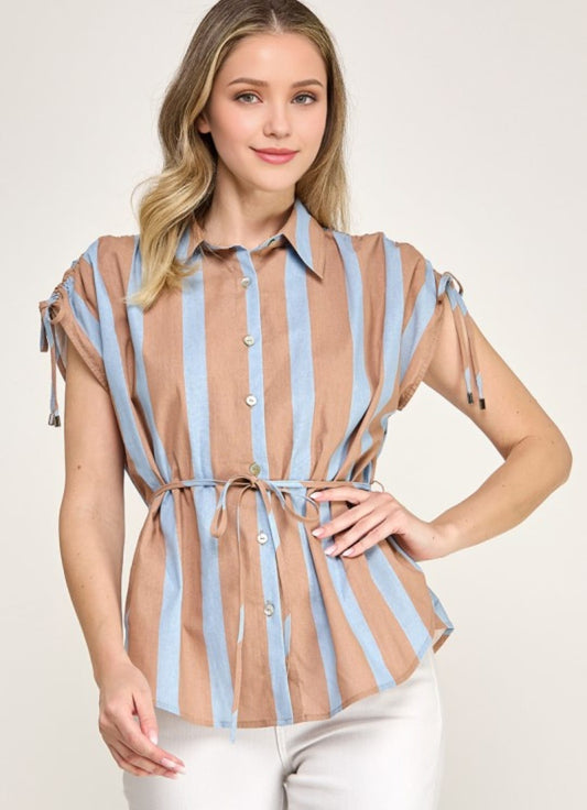 Blue and Camel Top