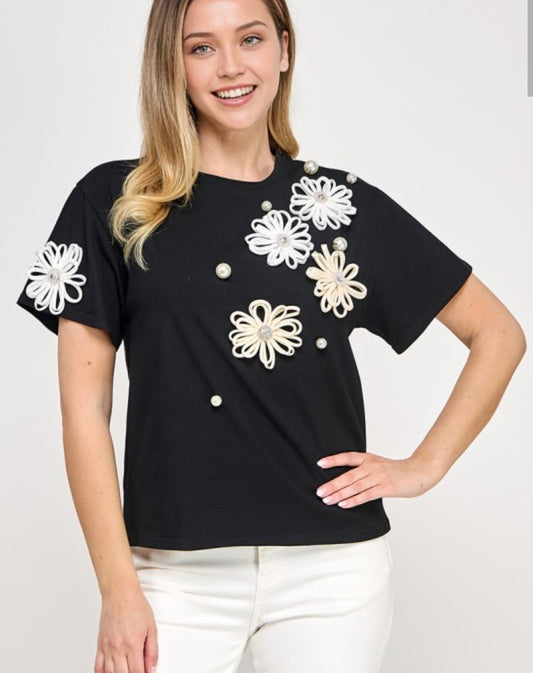 Flowers Black Top