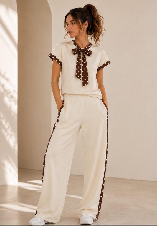 Beige Polka dot Set