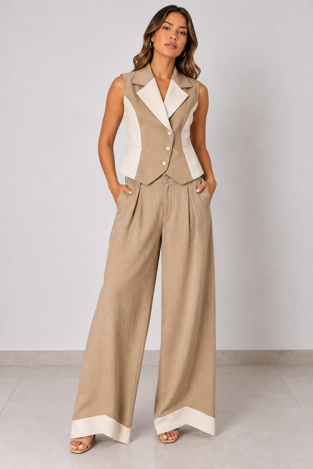 Beige Vest Set