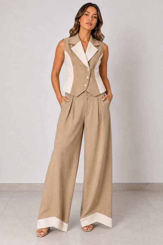 Beige Vest Set