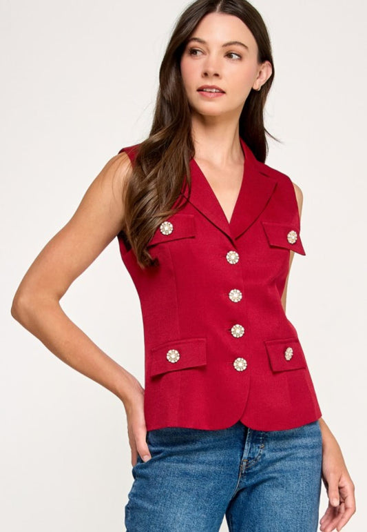 Burgundy Pearls Vest
