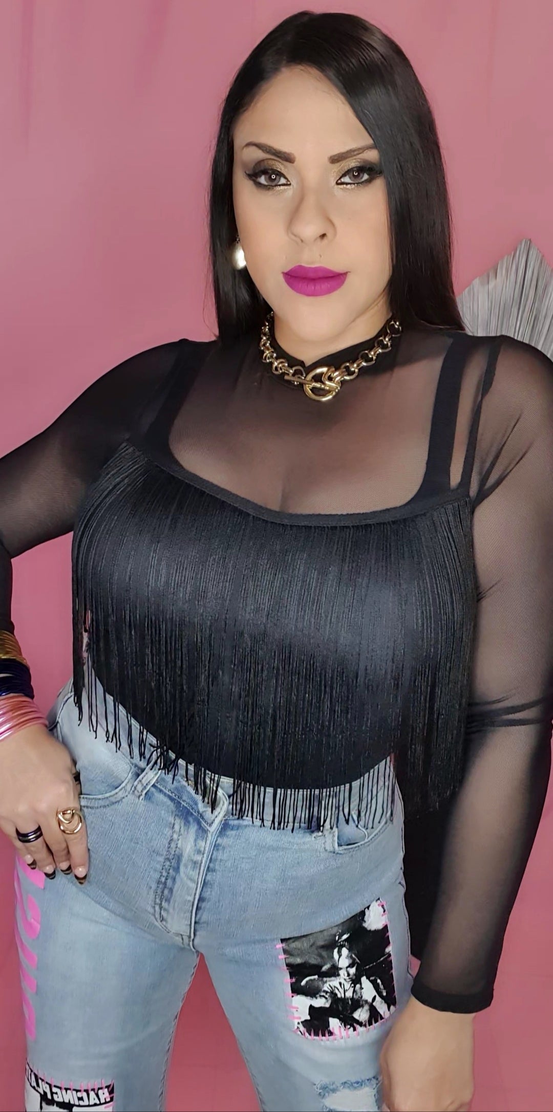 Black Mesh Top