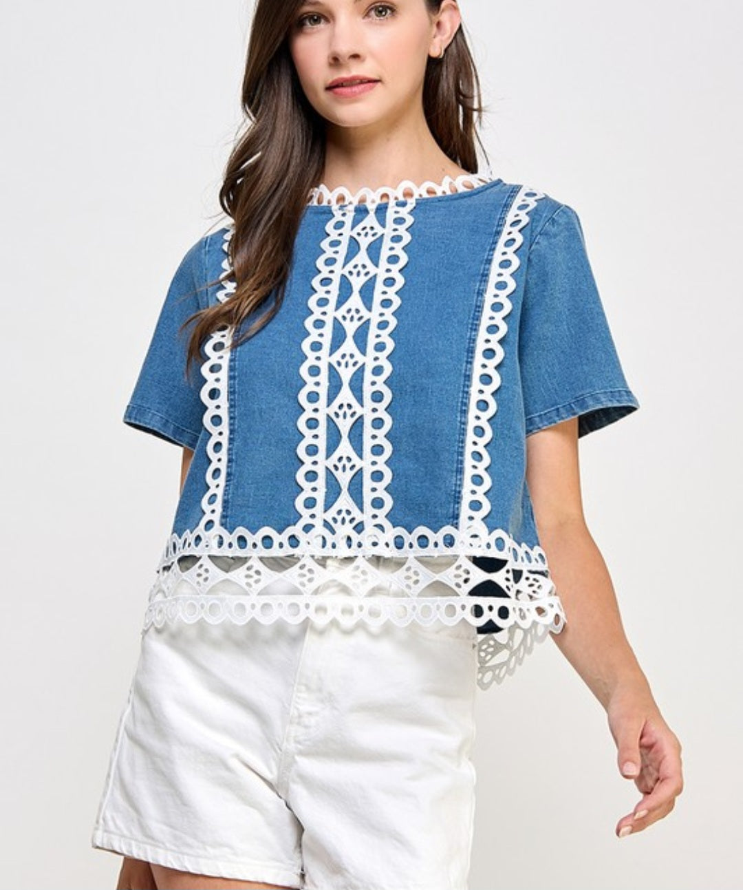 Denim Lace Top