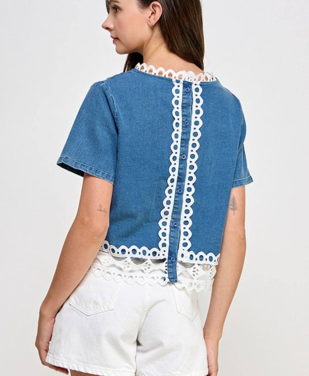 Denim Lace Top