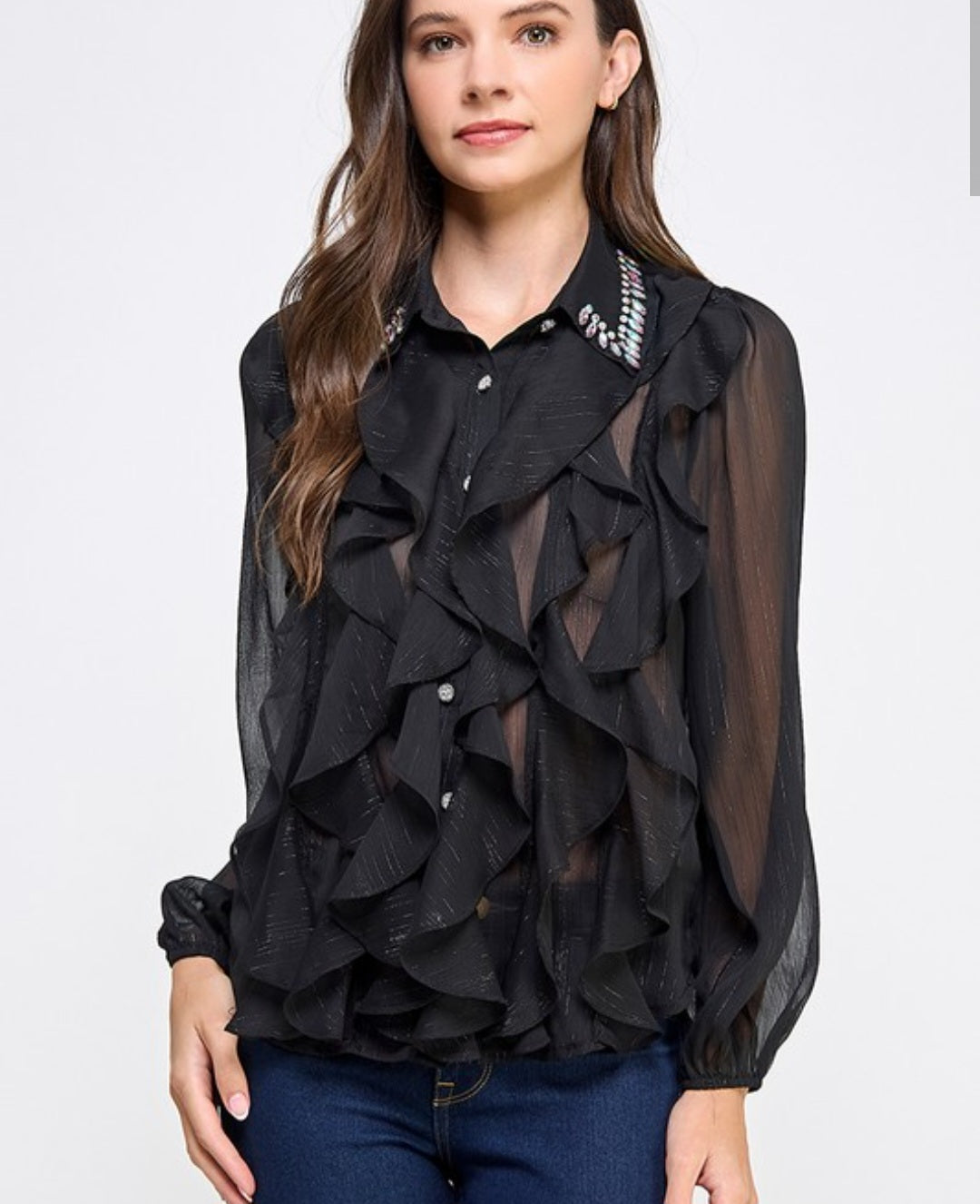 Black Rhinestones Top