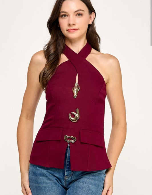 Burgundy Vest Top