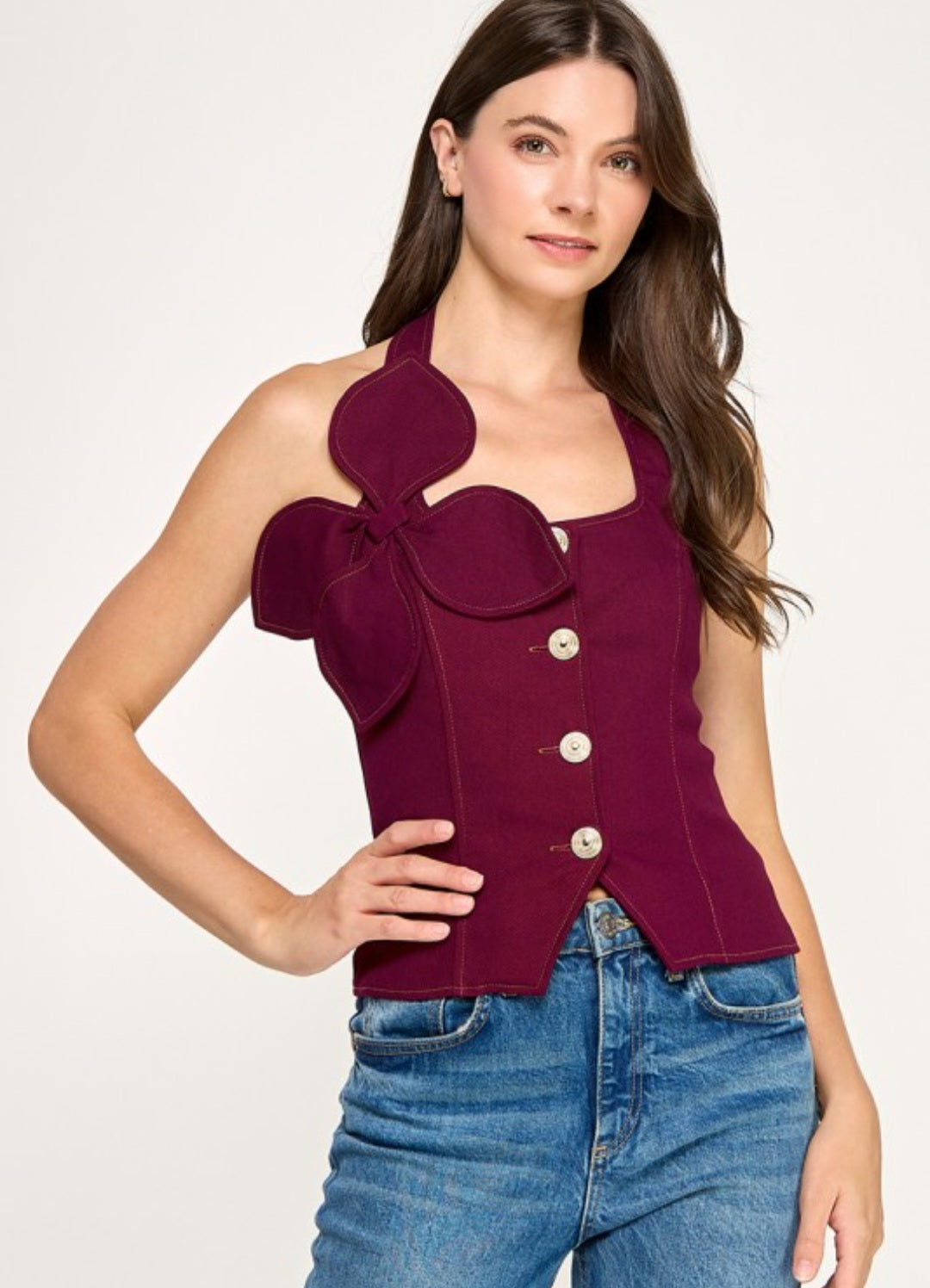 Burgundy Flower Top