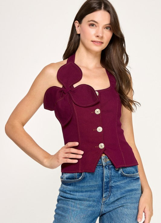 Burgundy Flower Top