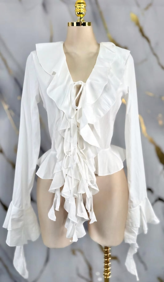White Ruffle Top