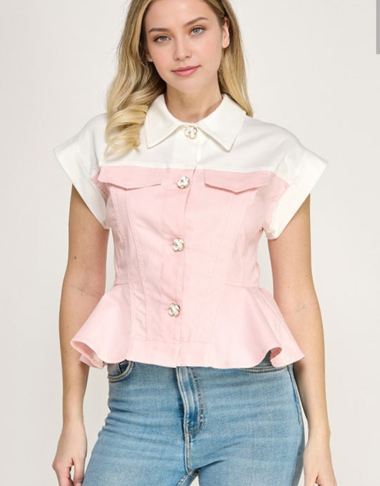 Pink Denim Top