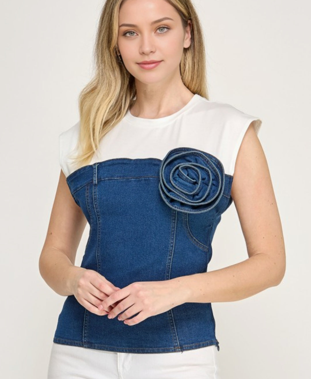 Flower Denim Top