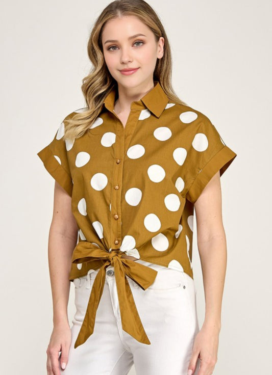 Brown Polka Dots Top