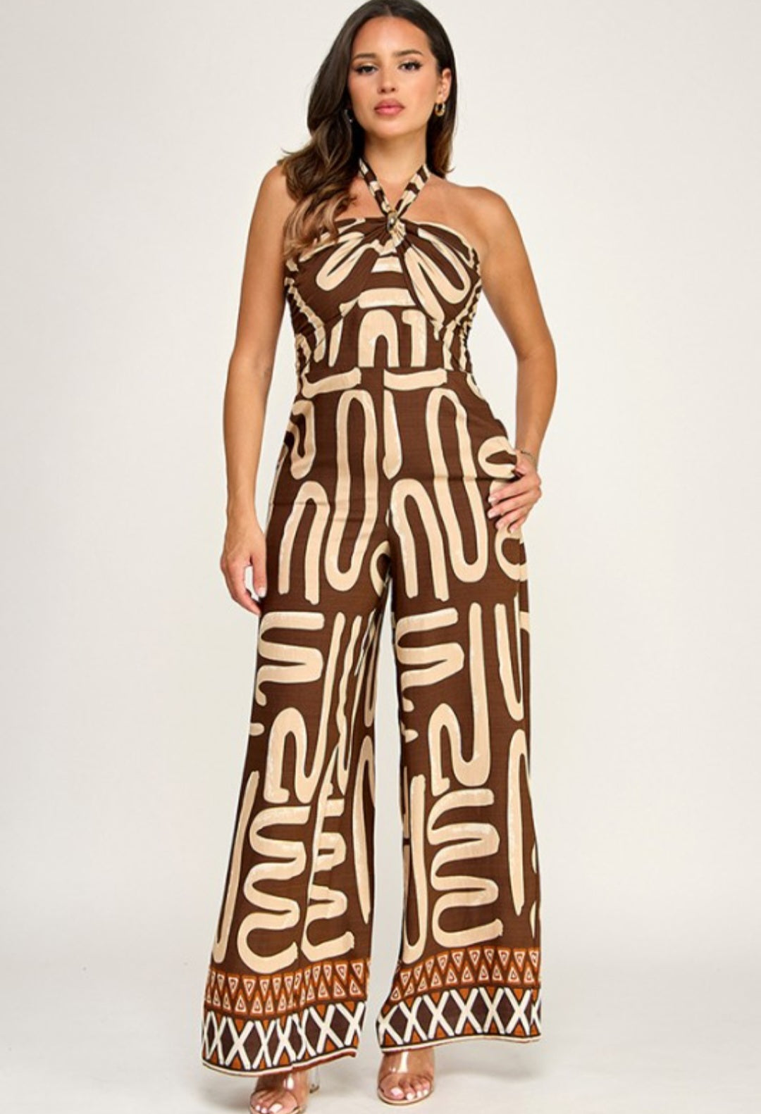 Brown Halter Jumpsuit