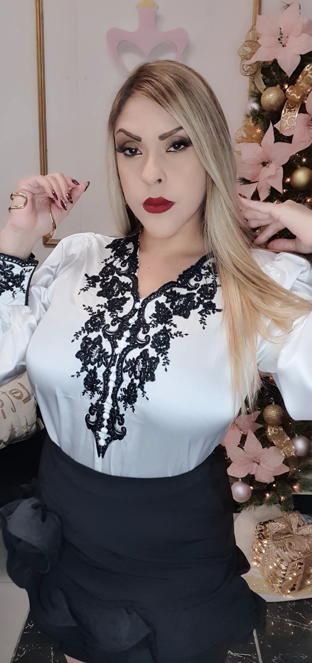 B&W Satin Blouse