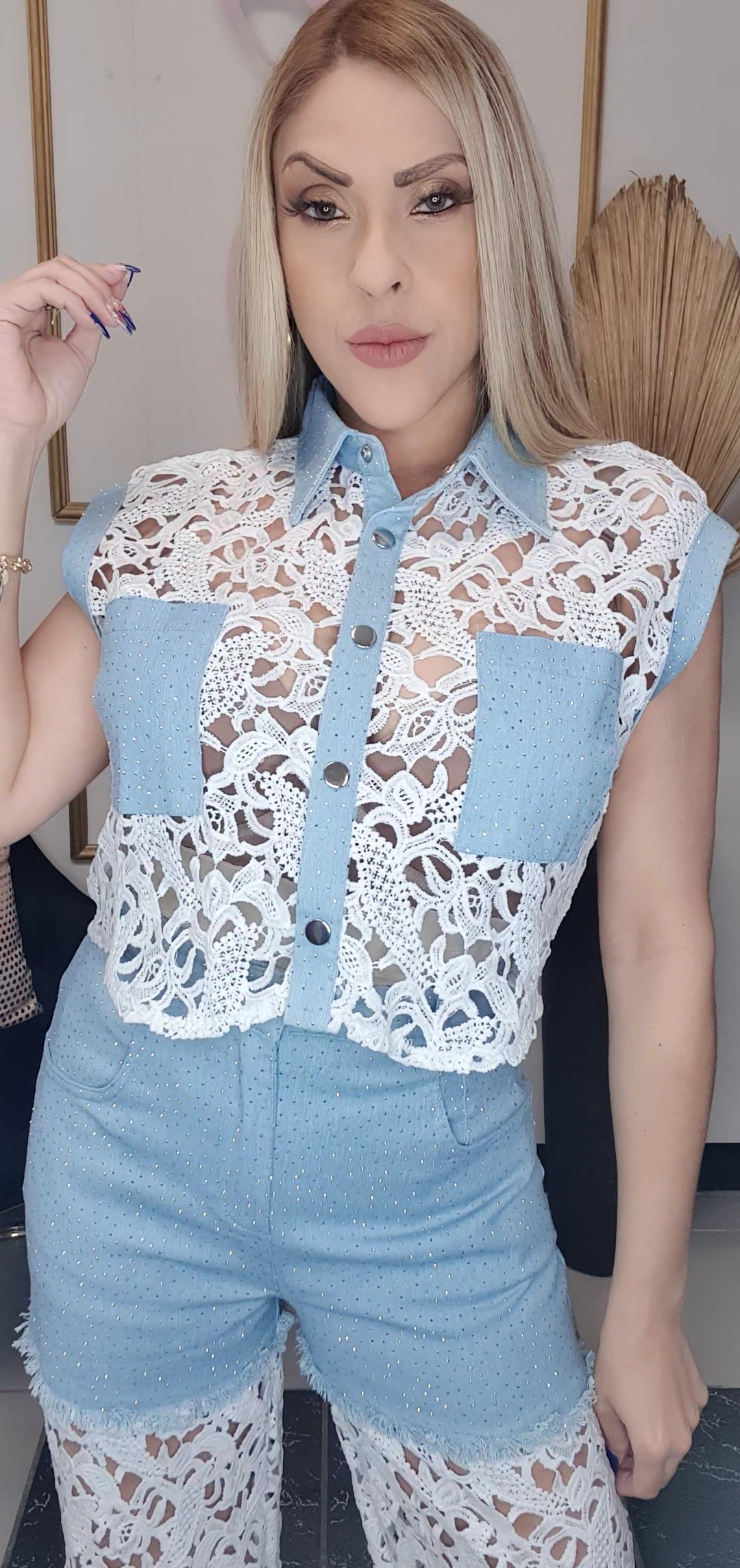 Denim Lace Set