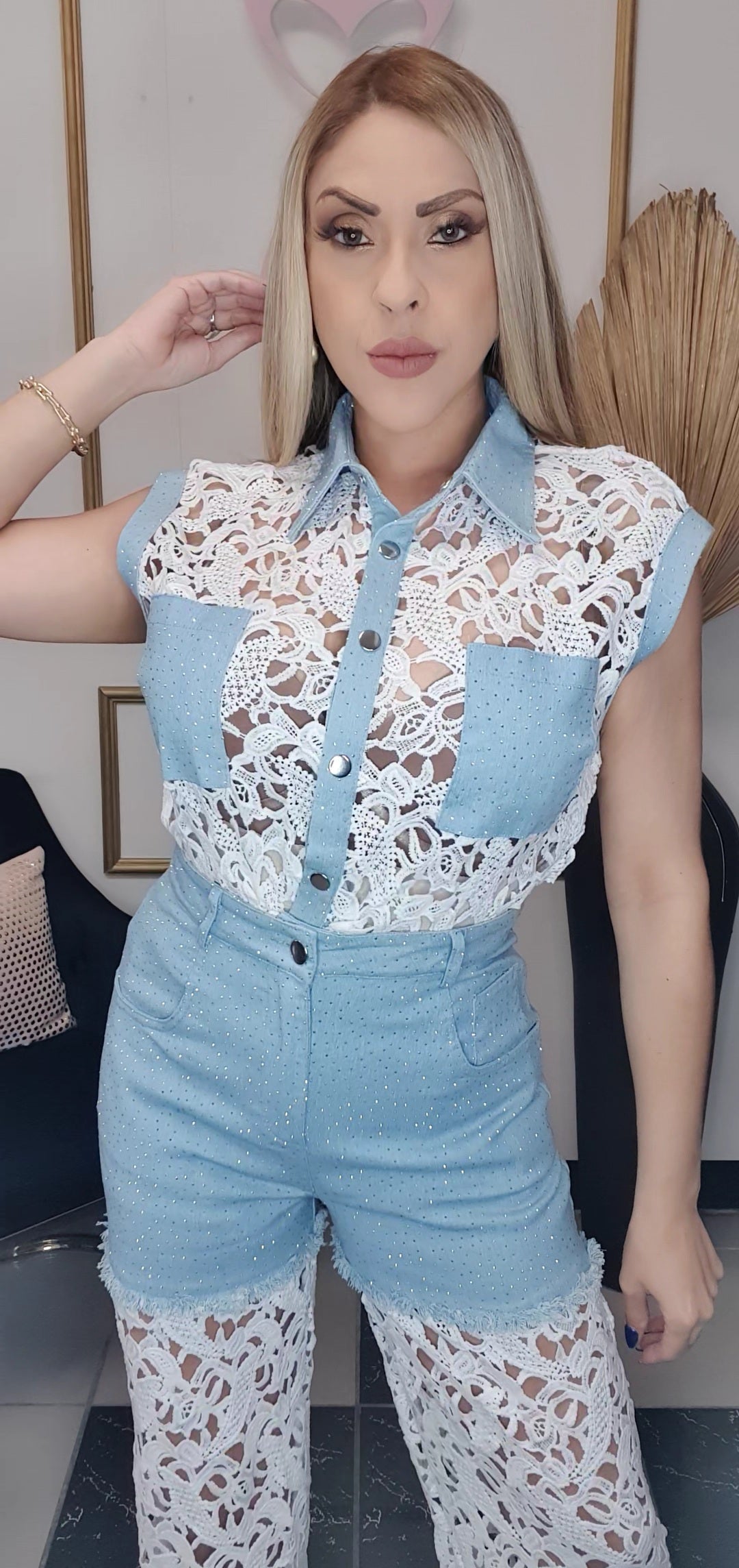 Denim Lace Set
