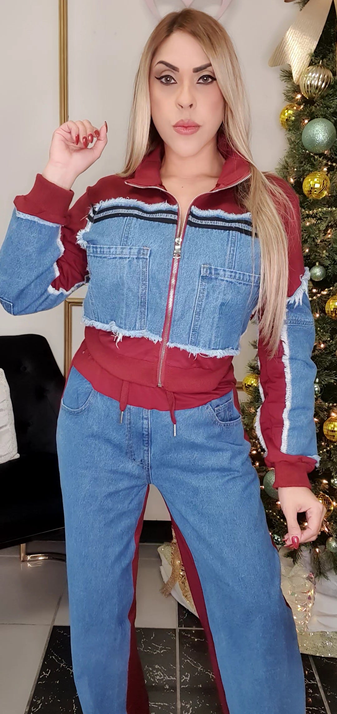 Contrast Burgundy Set