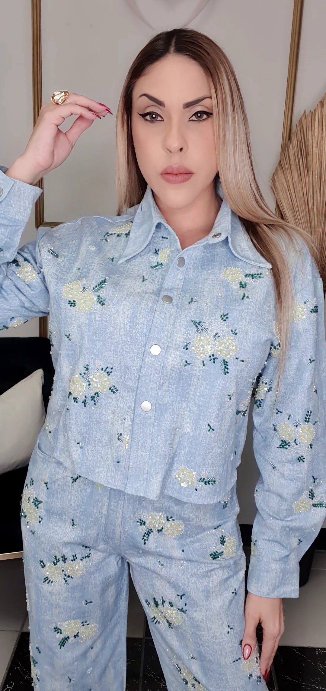 Flowers Denim Set