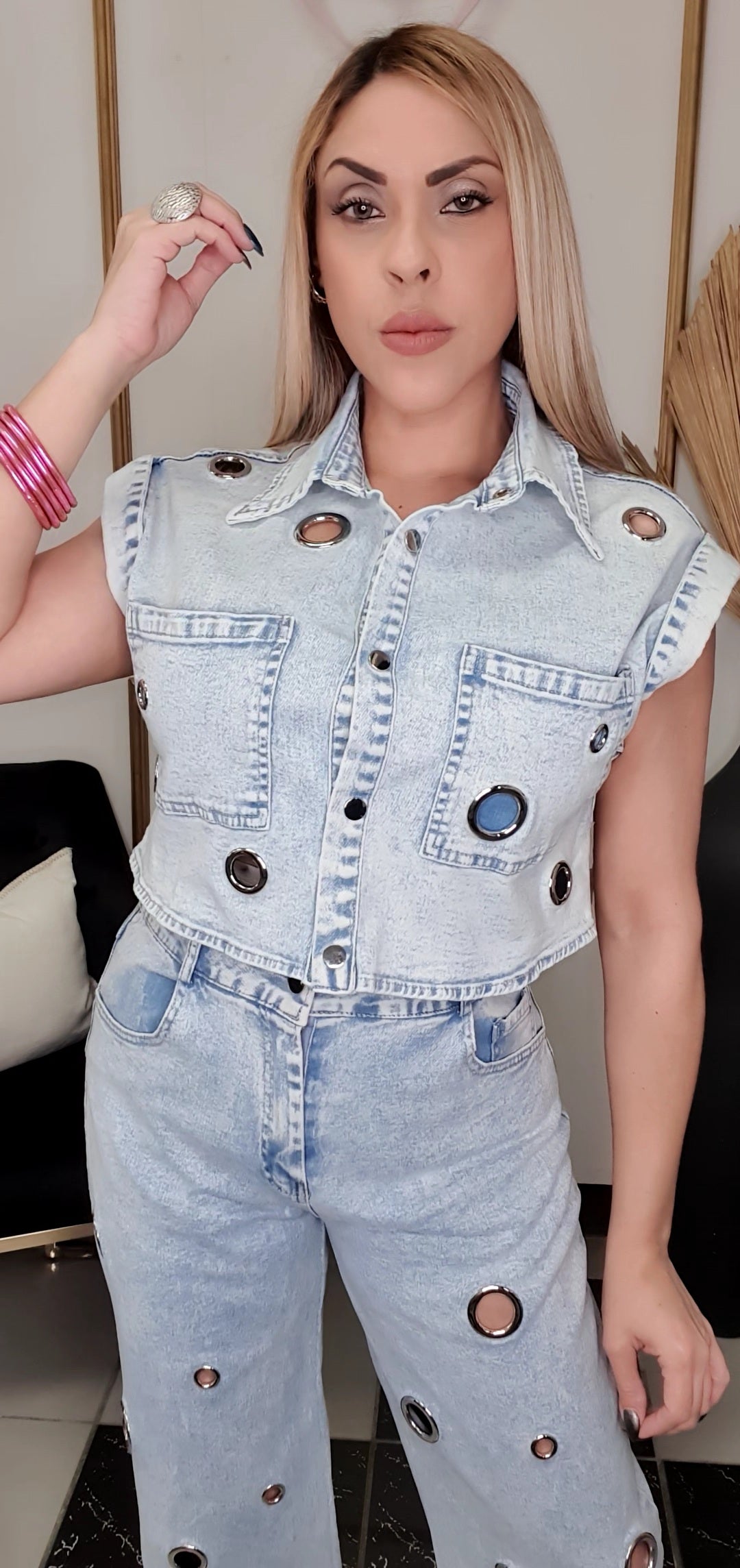 Denim Grommets Set