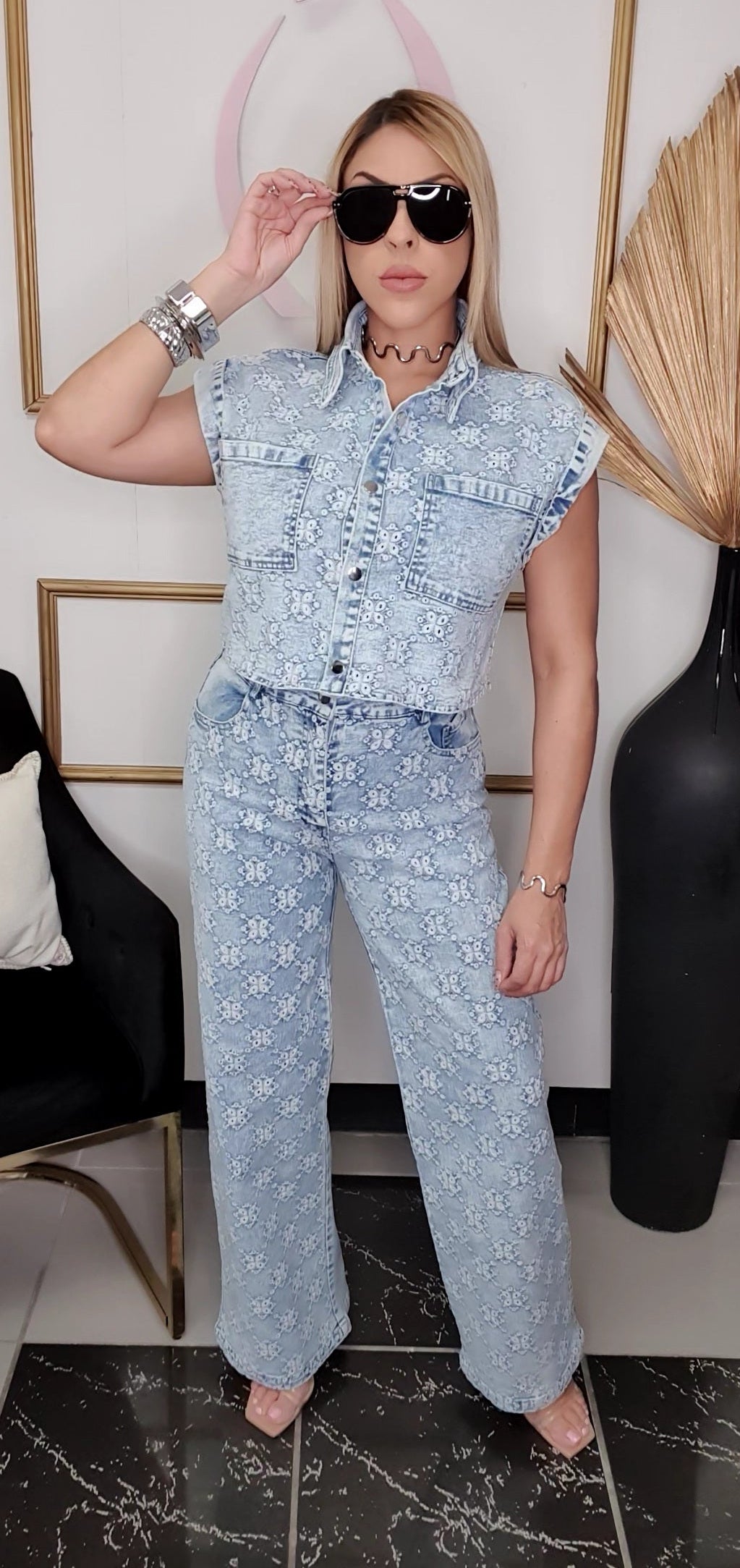 Floral Denim Set