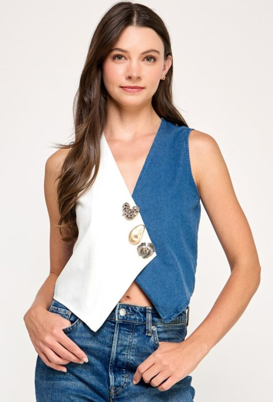 Denim Contrast Vest