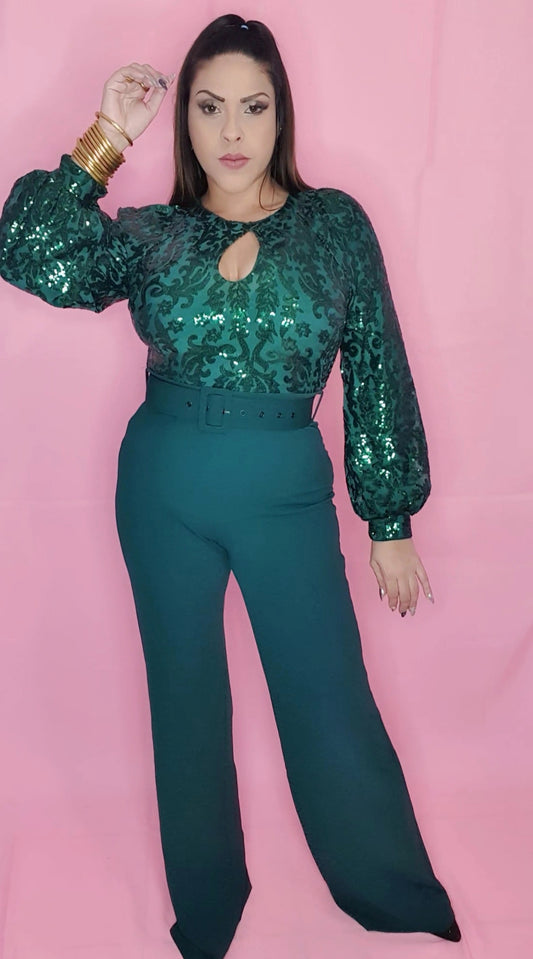 Green Glitter Jumpsuit